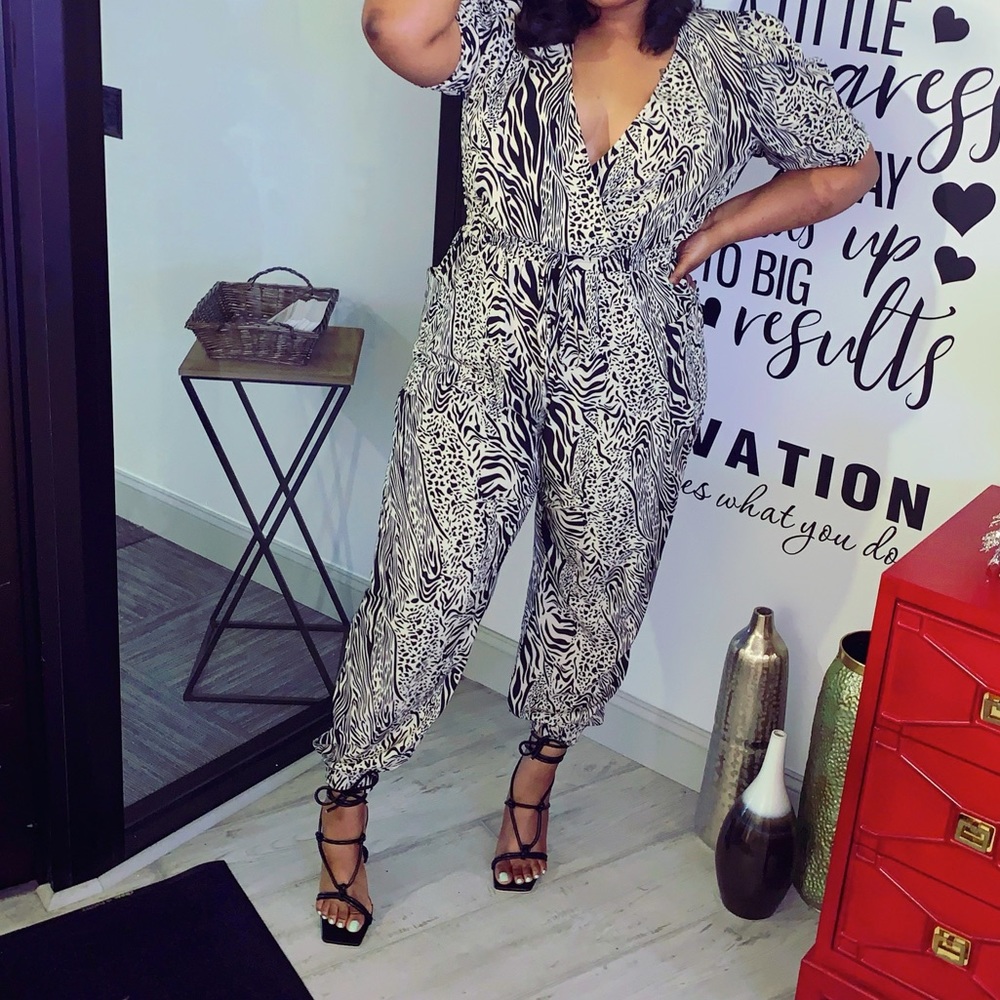 Mixed Animal Print Fashion Nova Jumpsuit!